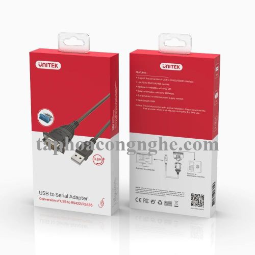 Unitek 96105 Y-1082 1.5M Cáp chuyển Usb 2.0 sang Rs 422/Rs485 bọc chống nhiễu 30096105